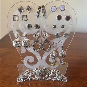 Lot of Brighton Silver and colored stone, 11 pairs of Earrings all for $45!